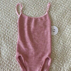 Hunza G Pamela One Piece Bathing Suit Metallic Dusty Pink